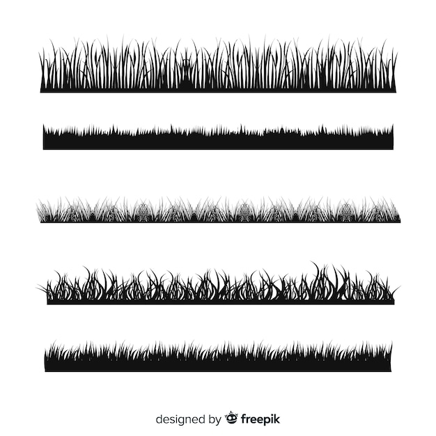 Free Vector black grass border silhouettes collection