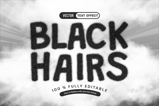 Free Vector black hair editable text effect