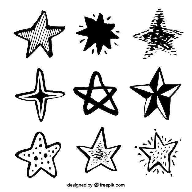 Black hand drawn star pack