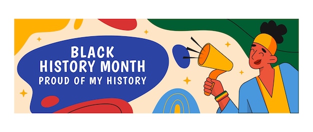 Free Vector black history month celebration twitter header template