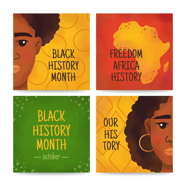 Free Vector black history month instagram post collection