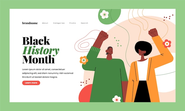 Free Vector black history month landing page template