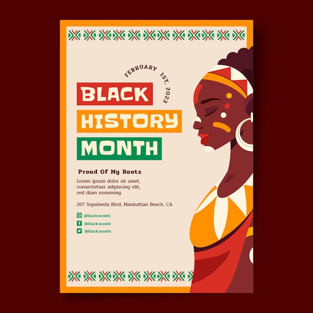 Black history month vertical poster template