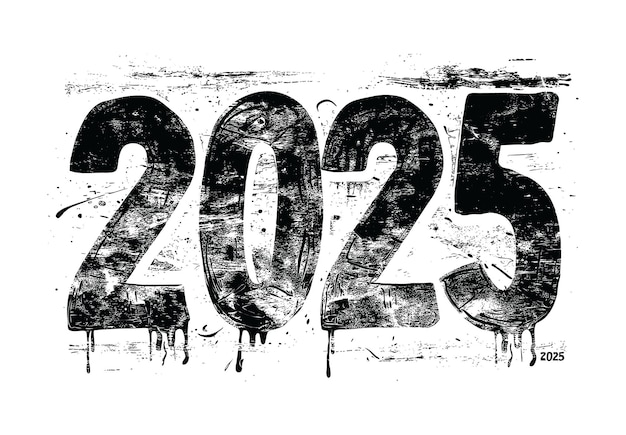 black ink brush 2025 text design