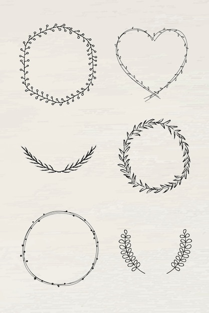 Free Vector black leafy frame set vector