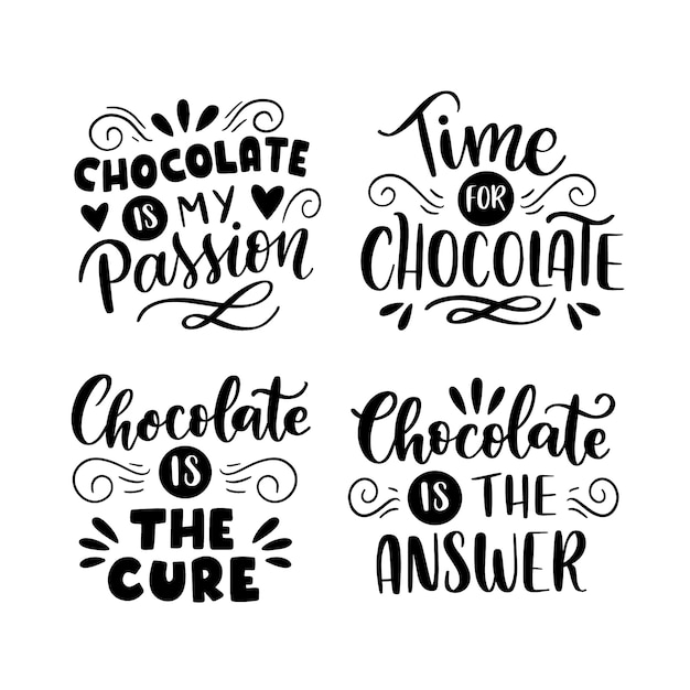 Free Vector black lettering chocolate stickers