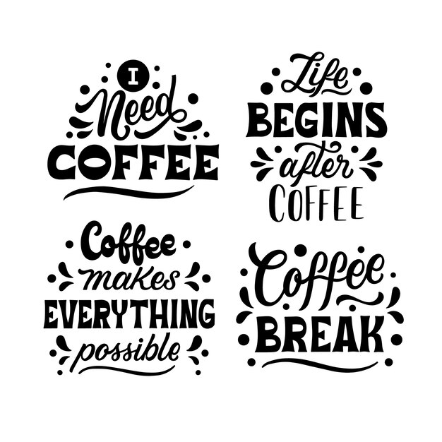 Black lettering coffee sticker set