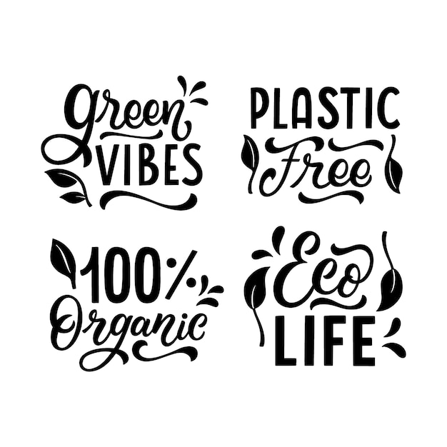 Black lettering ecology sticker set