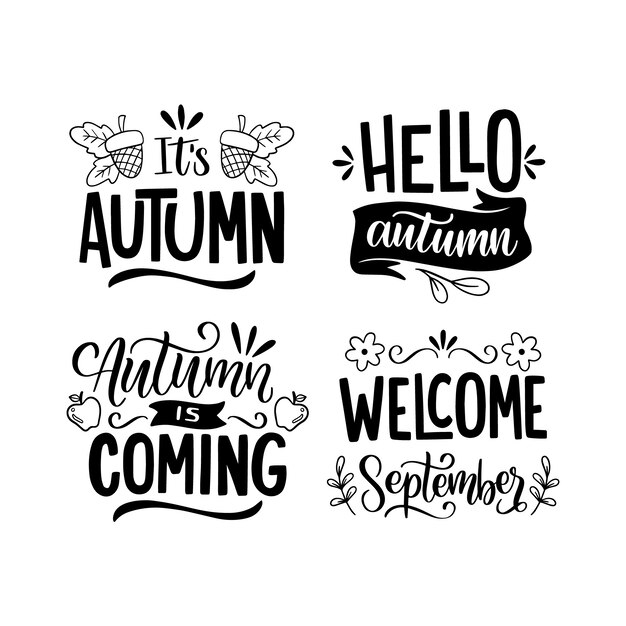 Black lettering hello autumn stickers