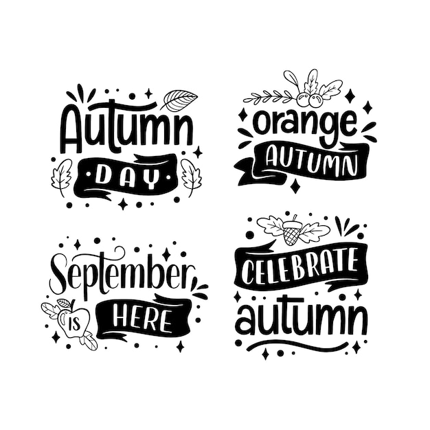 Free vector black lettering hello autumn stickers