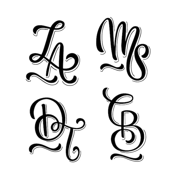 Black lettering monogram set