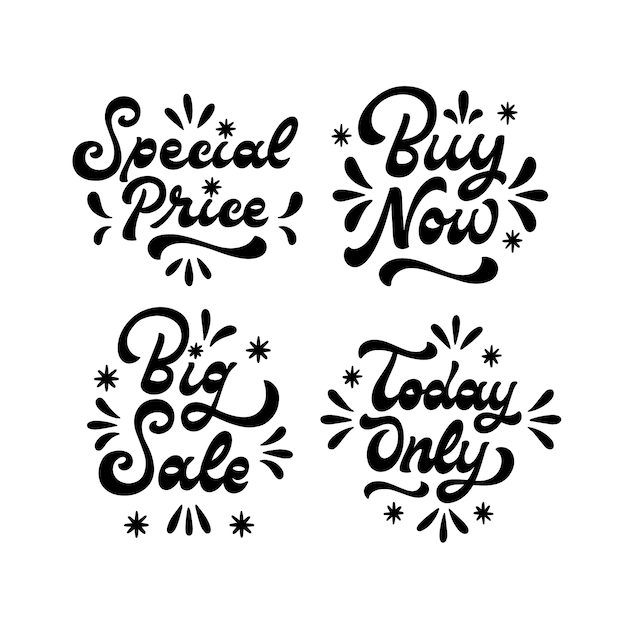 Black lettering sale sticker set