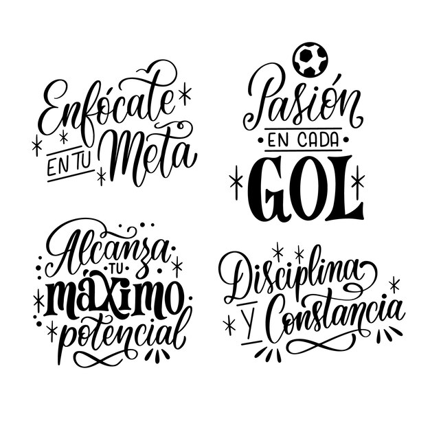 Free Vector black lettering sport quotes stickers collection