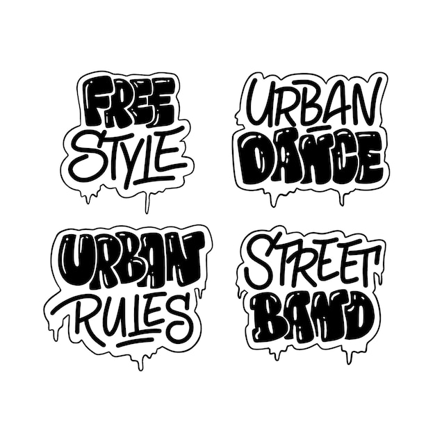 Free Vector black lettering urban style stickers