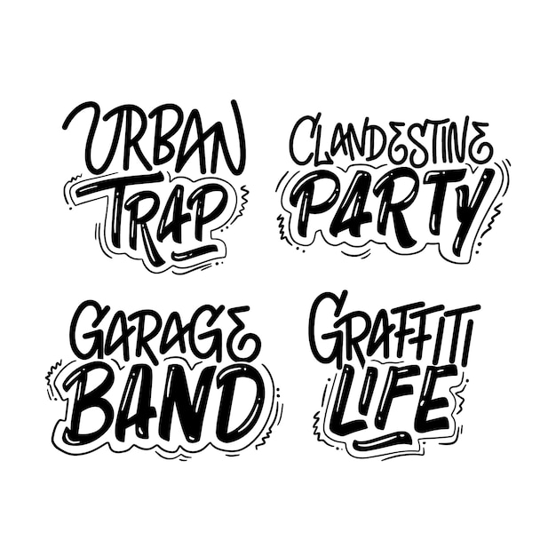 Black lettering urban style stickers