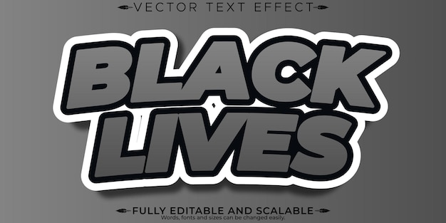 Free Vector black lives matter editable text effect editable justice and freedom text style