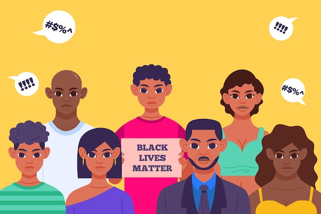 Free Vector black lives matter illustration with people