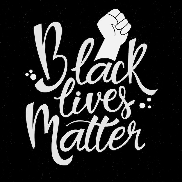 Free Vector black lives matter lettering with drawn fist