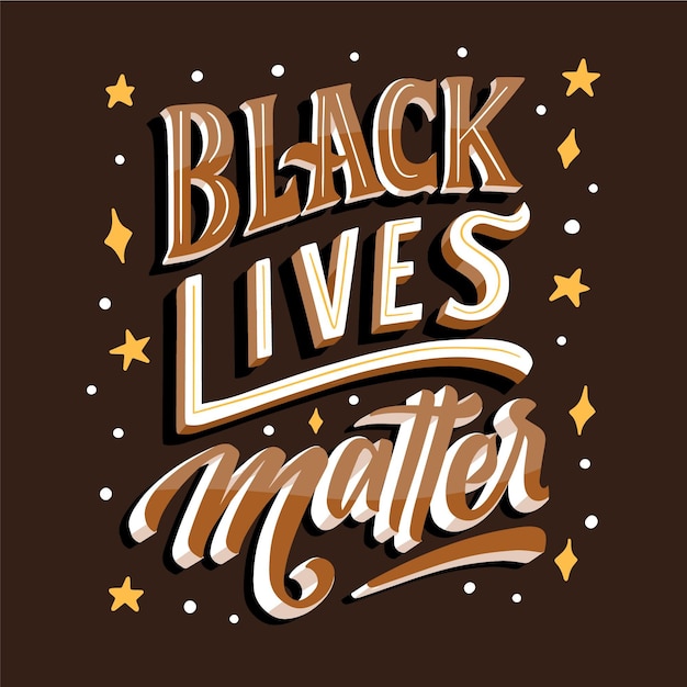 Free Vector black lives matter lettering with stars