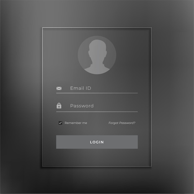 Black login page template in minimal style