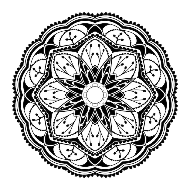 Free Vector black mandala pattern on white background