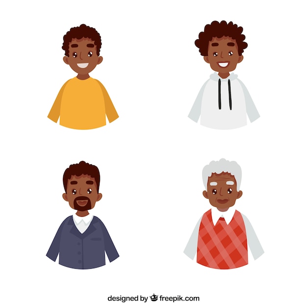 Free Vector black men collection in different ages