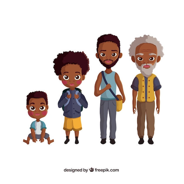 Black men collection in different ages