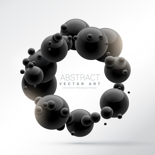 Free Vector black molecules frame background in 3d