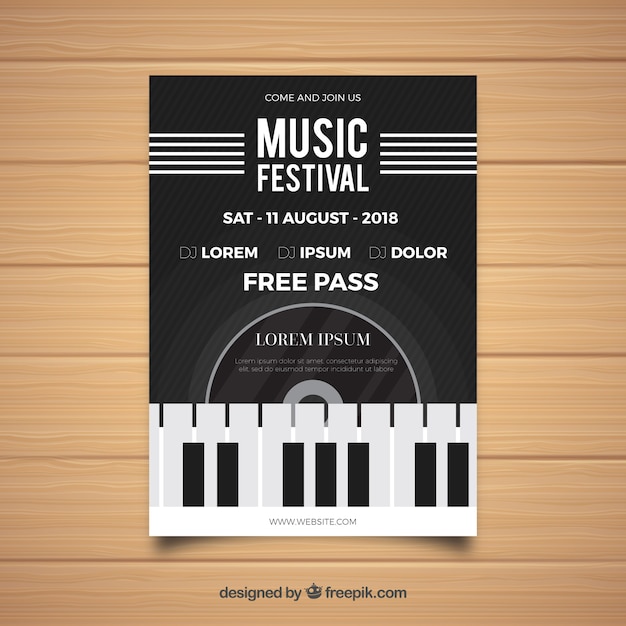 Free Vector black music festival flyer