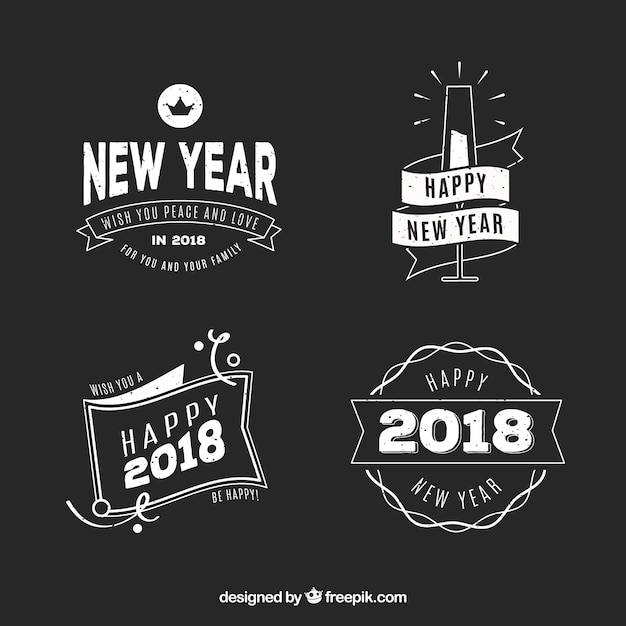 Black new year badges