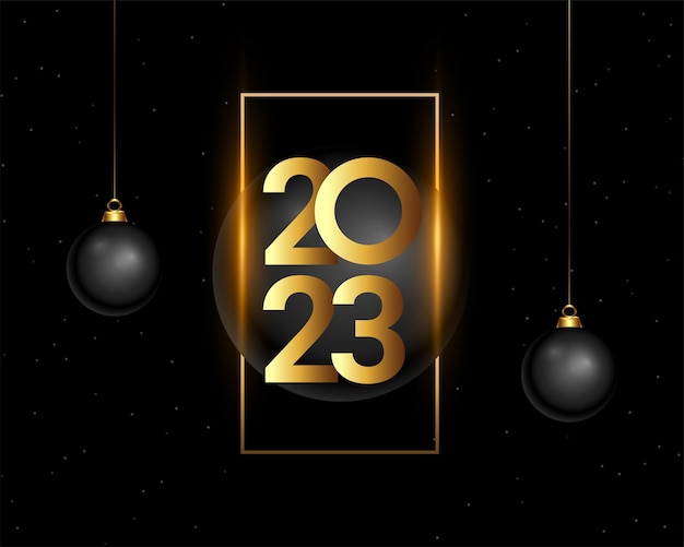 Free Vector black new year eve 2023 background with 3d christmas ball