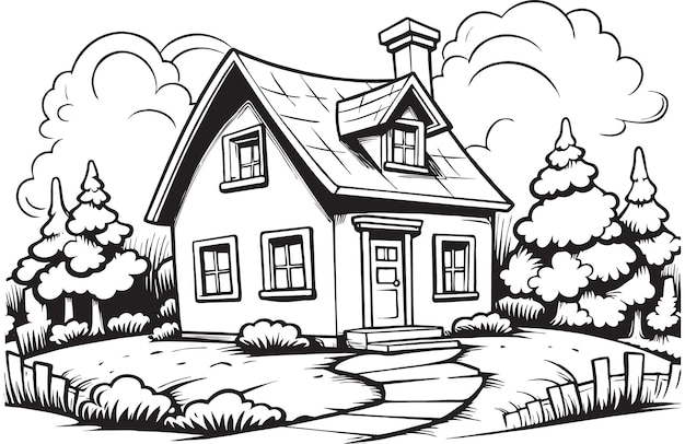 black outline coloring books rural house design