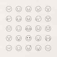 Free vector black outline emoticon set isolated on beige background