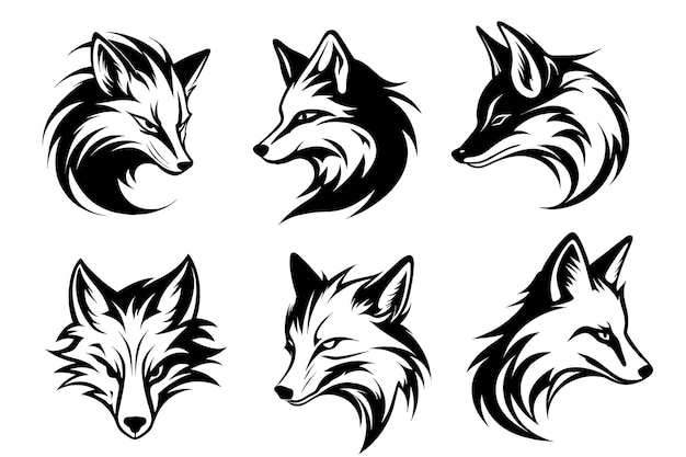 black outline fox head logo collection