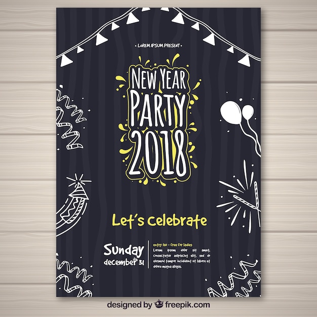 Black poster for new year 2018