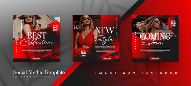 Black and red fashion sale social media post templates