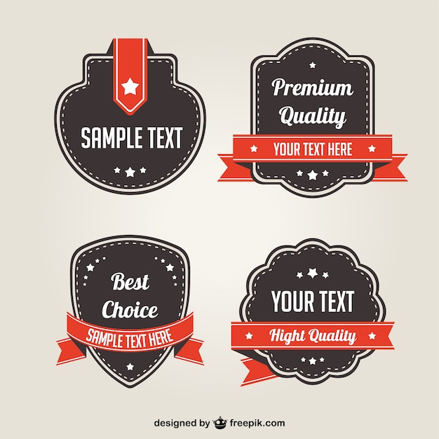 Free Vector black and red premium quality labels