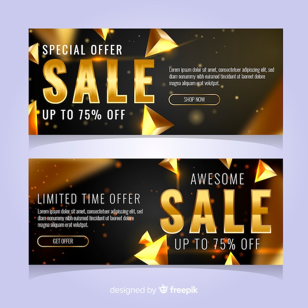 Black sale banner with golden details