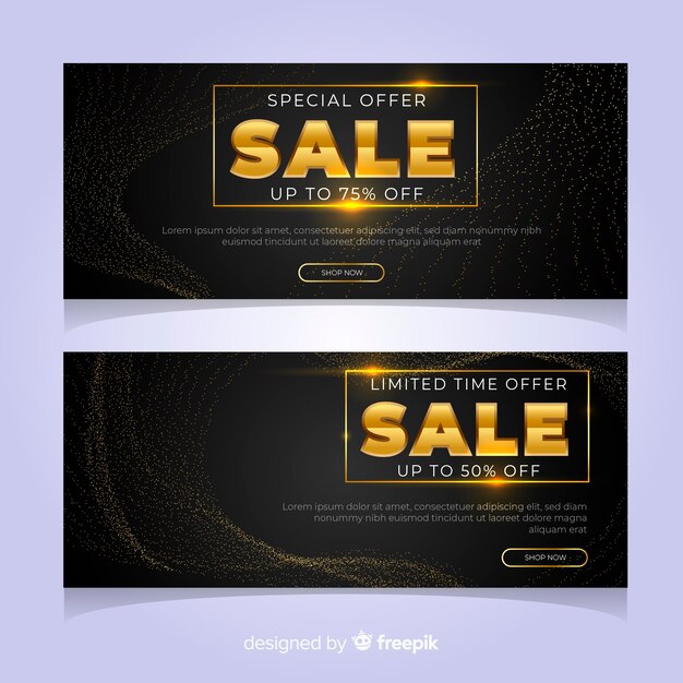 Black sale banner with golden details