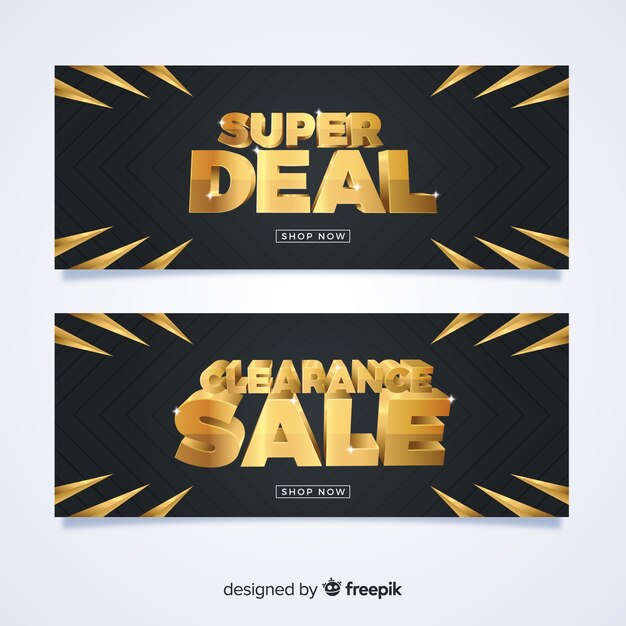 Black sales banner with golden details