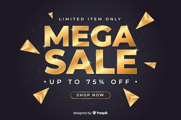 Black sales banner with golden letters