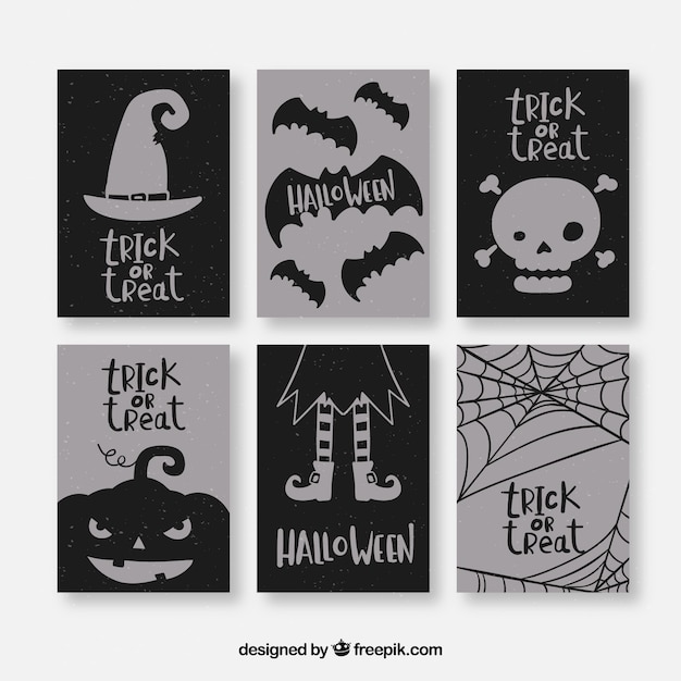 Black and silver halloween cards