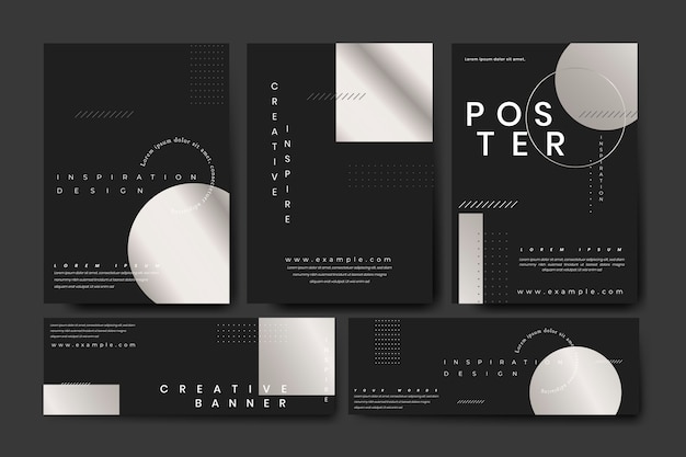 Free Vector black and silver stationery