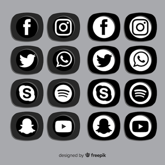 Free Vector black social media logo pack