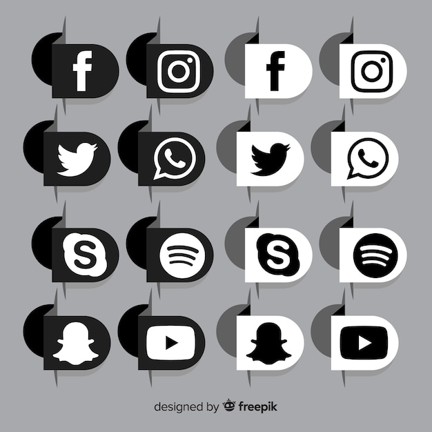 Black social media logo pack