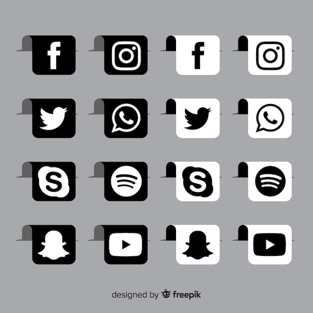 Free Vector black social media logo pack