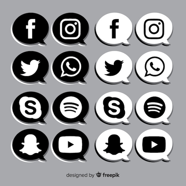 Free Vector black social media logo pack