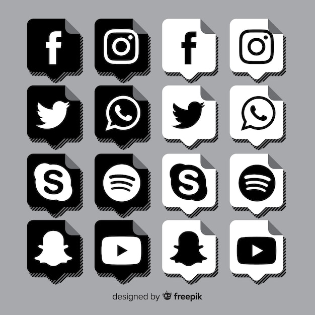 Black social media logo pack