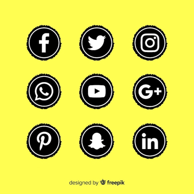 Free vector black social media logo pack