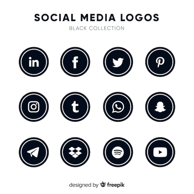 Black social media logos